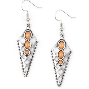 Elegant Silver and Orange Dangle Earrings